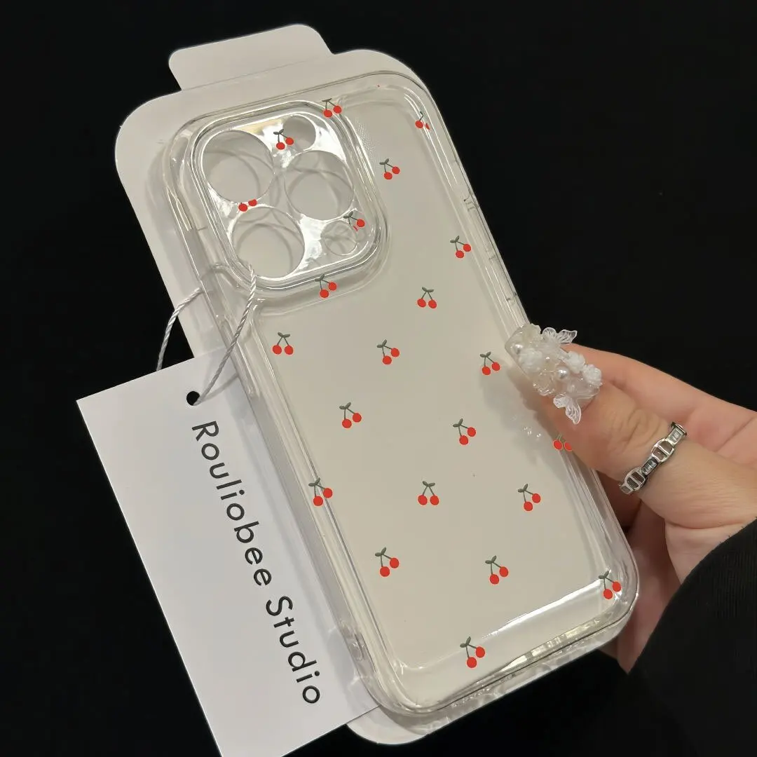 Case For Xiaomi Mi 11 Lite 11T Pro POCO X6 5G X5 X4 X3 GT M3 F5 NFC F3 cover Soft Cherry Fruit Flower