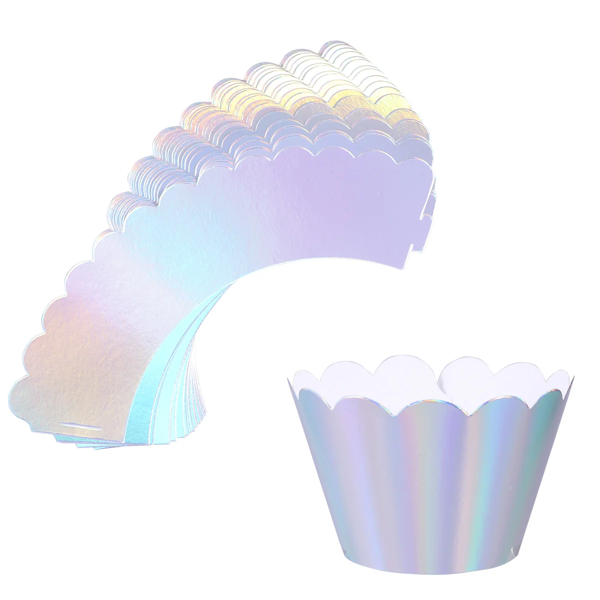 

24pcs Iridescent Rainbow Cupcake Wrappers Cupcake Liners Muffins Holder Decoration for Baby Shower Birthday Party