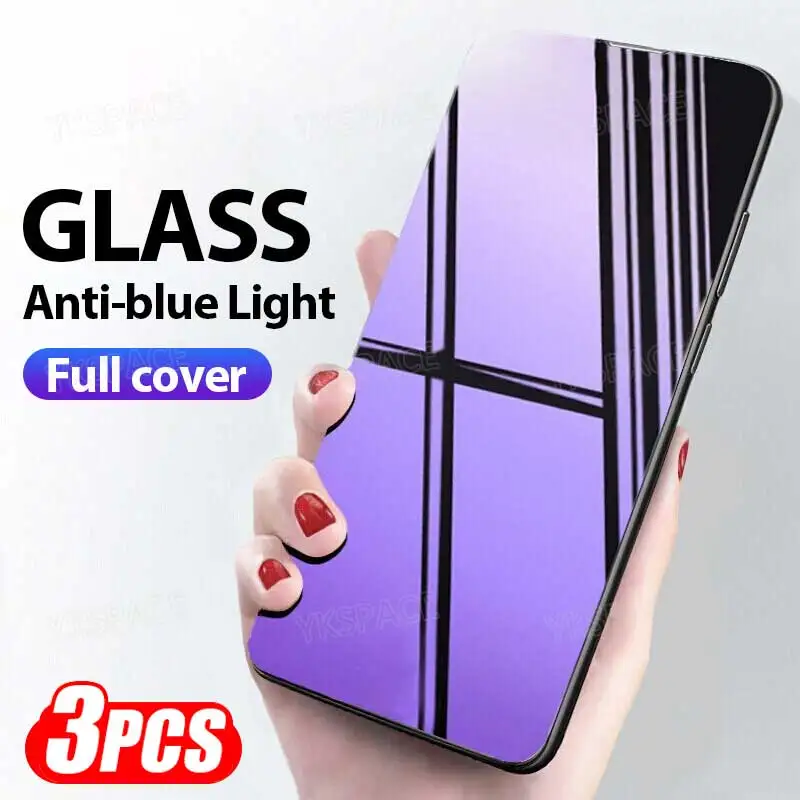 

3Pcs Anti Blue Ray 9H Tempered Glass Screen Protector for iPhone XR X XS 11 12 13 mini 14 Pro MAX Plus Eyes Care