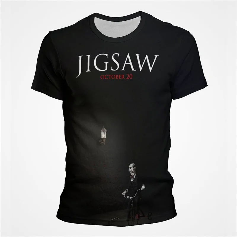 

Fashion Saw Printed Man Tshirt Oversized Loose Short Sleeve All-Match O-Neck Tees Summer Hot Selling Horror Style Male Clothing