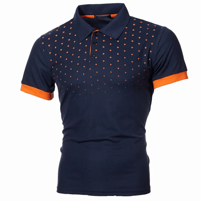

Summer Men's Short Sleeve Polo Shirt Polka Dot Print Top
