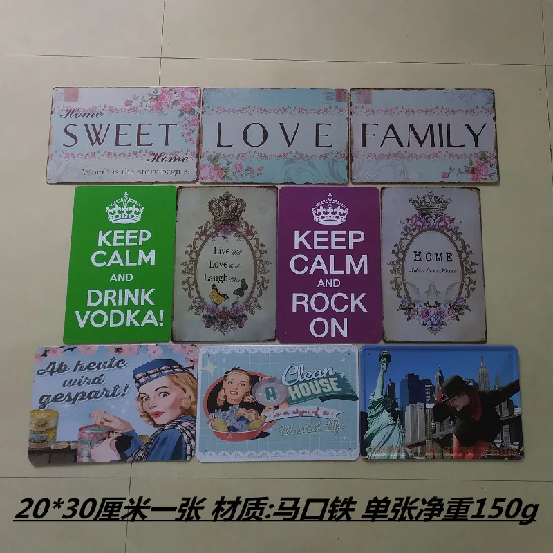 

Set Processing Combination Iron Skin Painting Decoration Wall Hanging Retro Pendant Dormitory European and American Paintings in