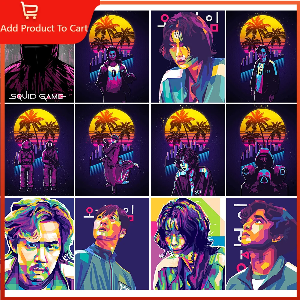 

Squid Game DIY Paint Pictures By Numbers Figure Oil Paintings Korean TV Series Coloring By Numbers Coloured Drawing Or Pattern