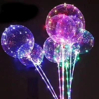 luminous led bobo balloon with handle helium transparent ballons wedding birthday party decoration kids toys led light balloon