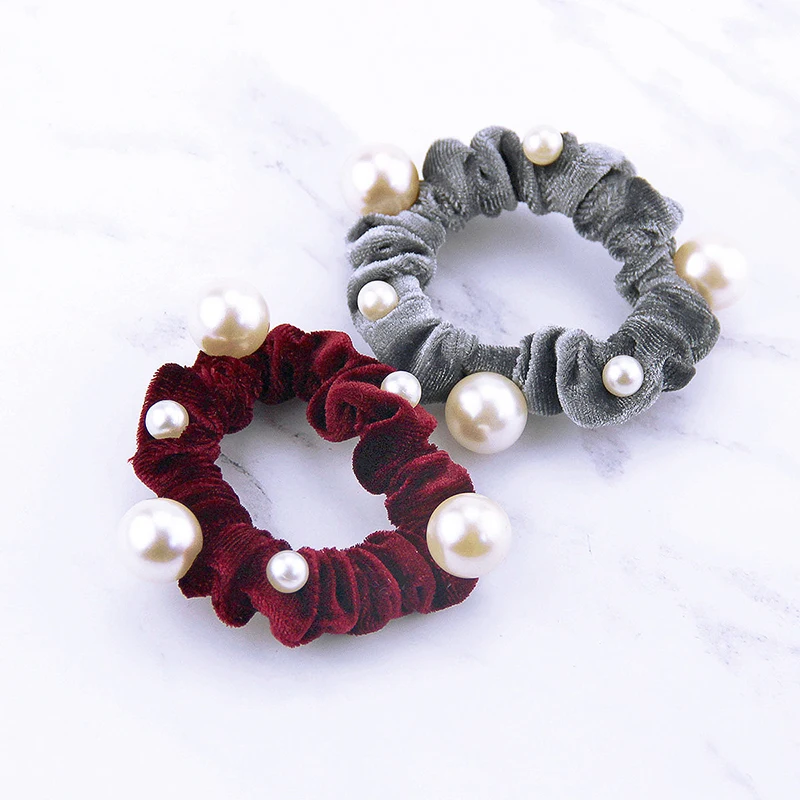 

1 Pcs New Flannel Pearl Headband Flower Female Multicolor Velvet Hair Ring Headwear Multicolor Female Pearl Hair Accessories