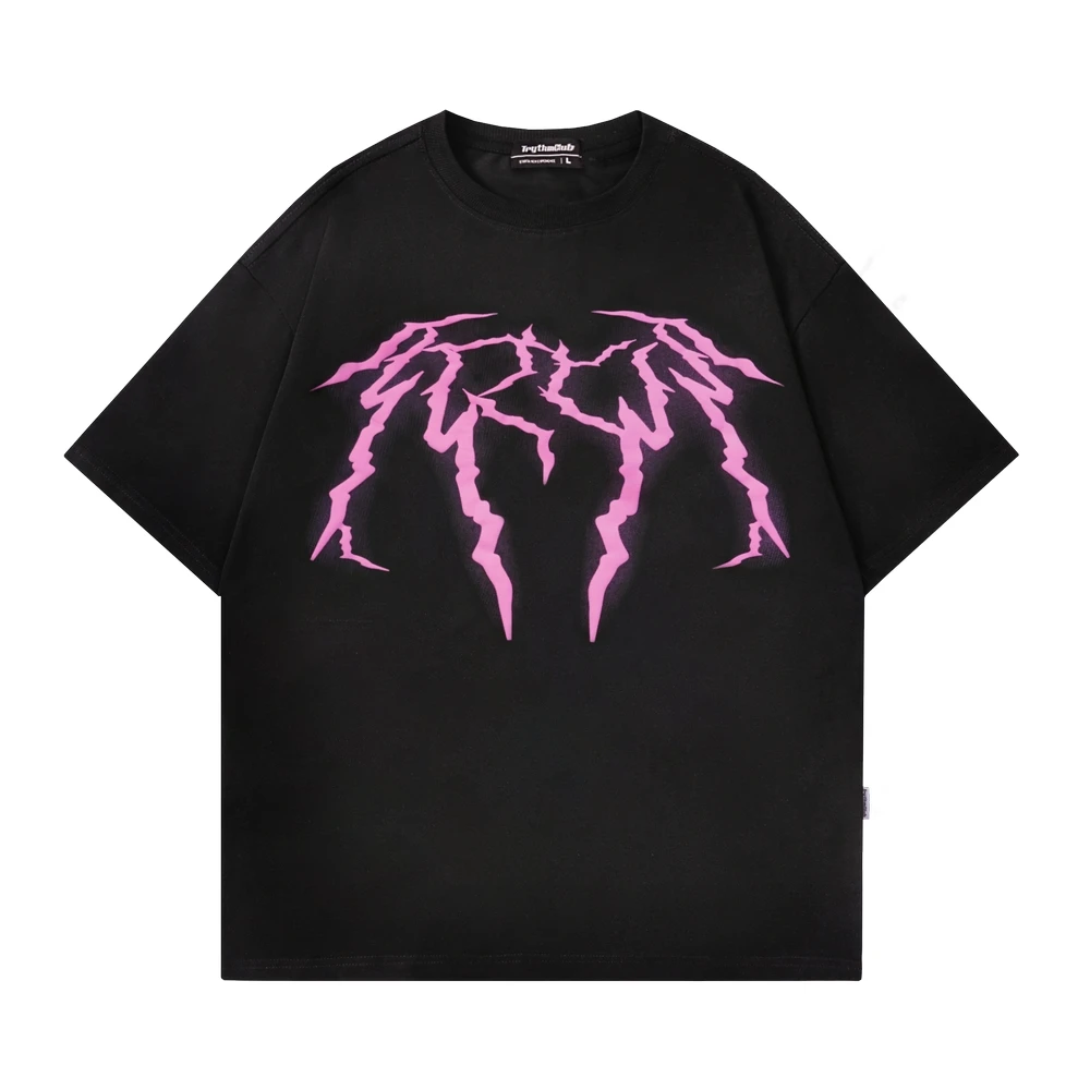 

Men's T-Shirt Harajuku Lightning Graphic Print T-shirt Streetwear Hip Hop Cotton Loose Short Sleeve Tee Shirts 2023 Summer