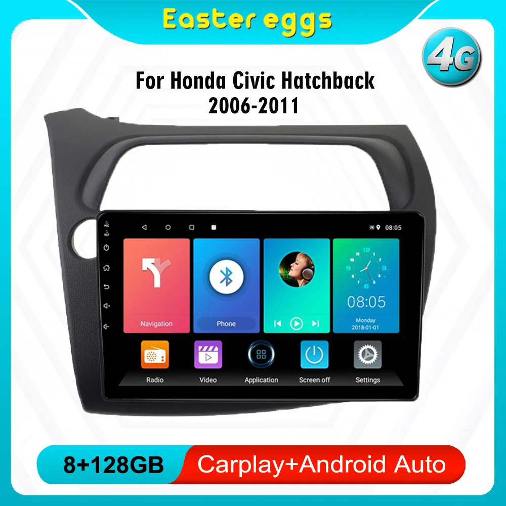 

For Honda Civic Hatchback 2006-2012 4G Carplay Autoradio Android Car Radio Multimedia Player Navigation GPS Head Unit With Frame