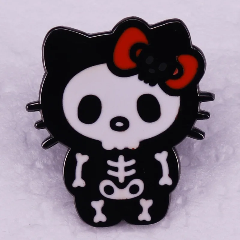 

Cartoon Skeleton Cat Hard Enamel Pin Halloween Cute Cat Badge Brooch for Jewelry Accessories Gifts for Girls Women