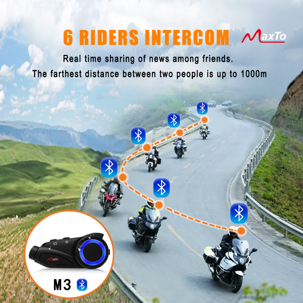 Maxto M3 английская версия 1080P мотоциклетный шлем Интерком Bluetooth регистратор вождения на 6 человек (art.: 3920c736c87bf) - 3920c736c87bf
