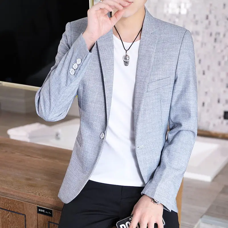 

Fashion British Dress Casual Version Men's Style Elegant Solid Color Blazer Gentleman Korean Slim Comfortable Business Boutique