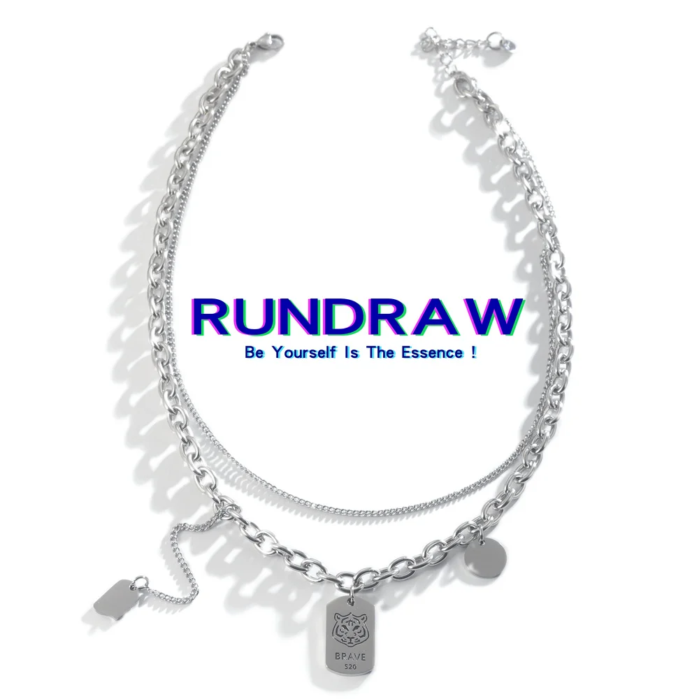 

RUNDRAW Fashion Silver Color Double Stitched Chain Tiger Pendant Men Women Necklace For Any Occasion Necklaces