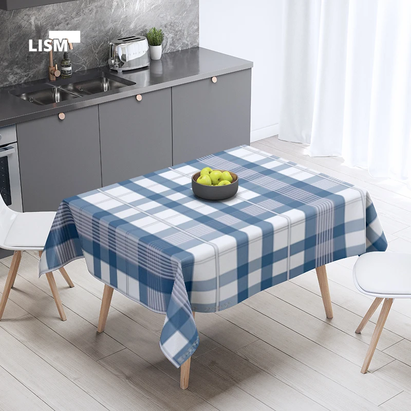 

Nordic Style Plaid Tablecloth Brvewho Korean Interior Partysu Dust Proof Living Room Kitchen Rectangular Table Desk Cover INS