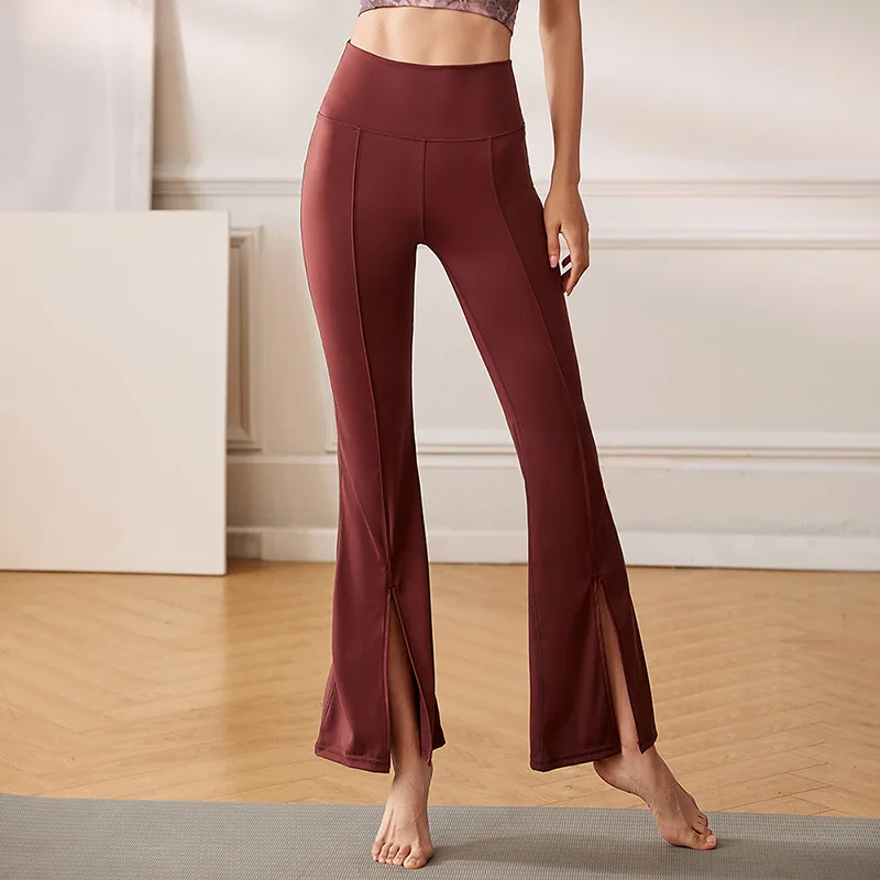 Lulu Flare Pants Women Yoga Pant High Waist Leggings Gym Workout Sports Tights Flared Wide Legs Trousers Latin Dance Pants