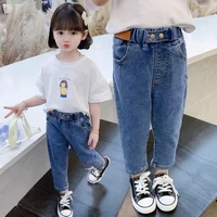 girl leggings kids baby%c2%a0long jean pants trousers 2022 blue spring autumn toddler cotton breathable gift children clothing