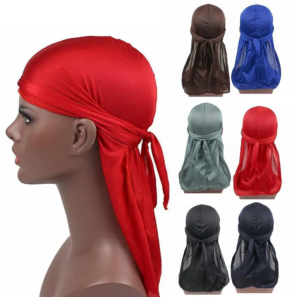Мужская атласная эластичная шапка хип-хоп Du Doo Rag Durag парики тюрбан бандана