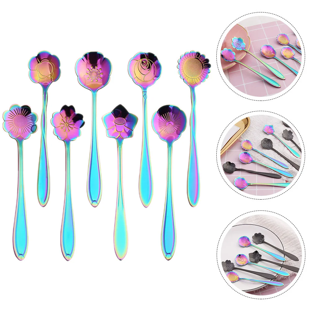 

Spoon Spoons Mixing Coffee Stirrer Yogurt Cream Ice Espresso Appetizer Dessert Stirring Bar Tasting Specialty Smoothie Flower