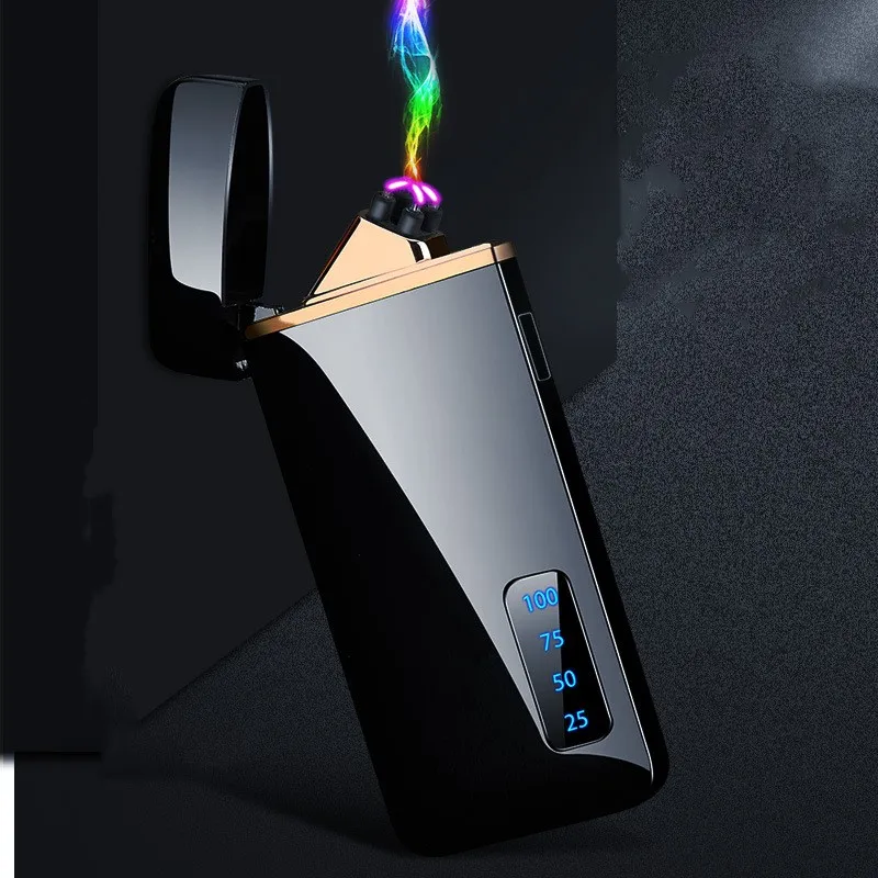 

New Pulse Dual Arc USB Rechargeable Lighter Outdoor Windproof Long Lasting Life Digital Power Display Portable Men's Gifts