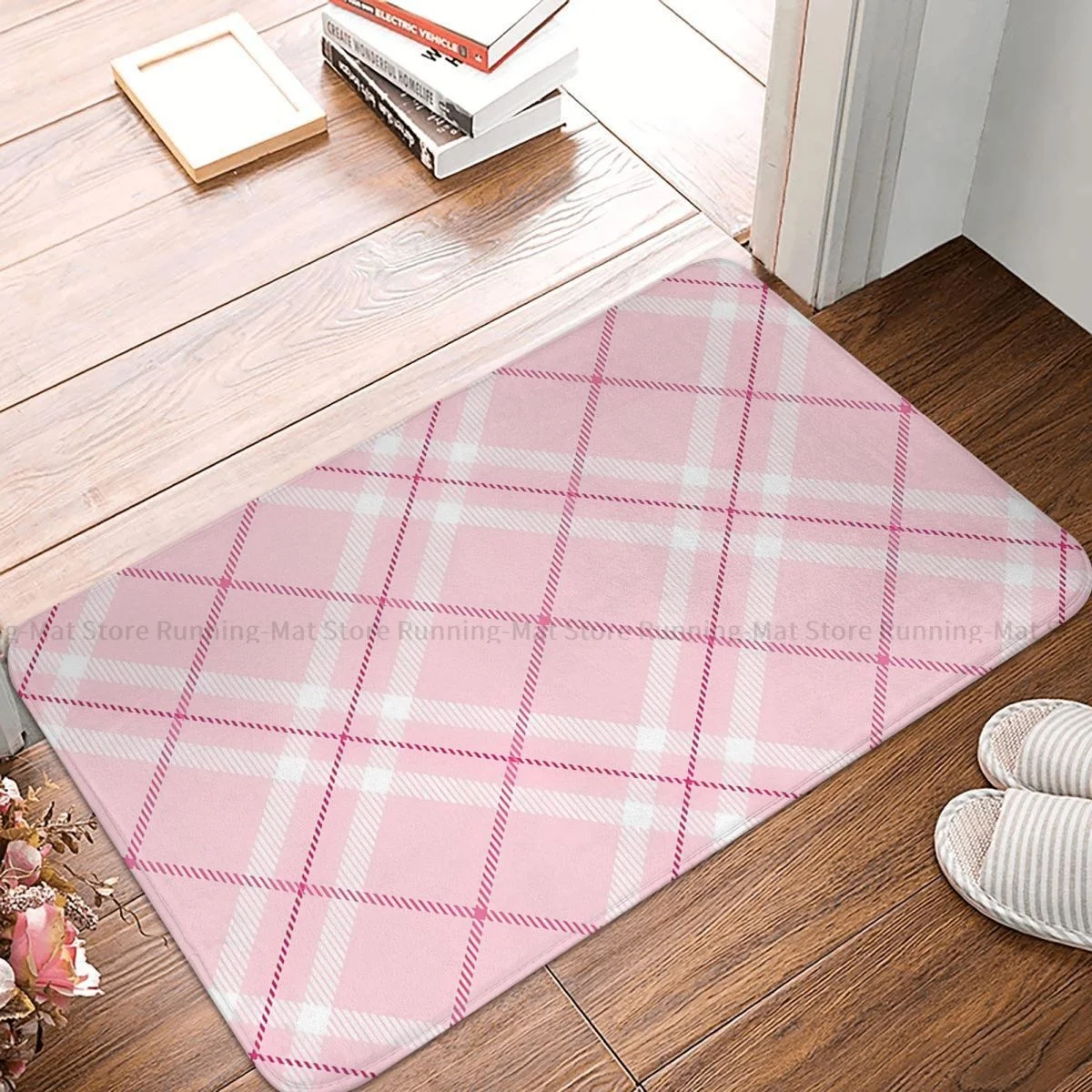 

Lattice Bathroom Mat Blush Pink Plaid Pattern Doormat Kitchen Carpet Entrance Door Rug Home Decor