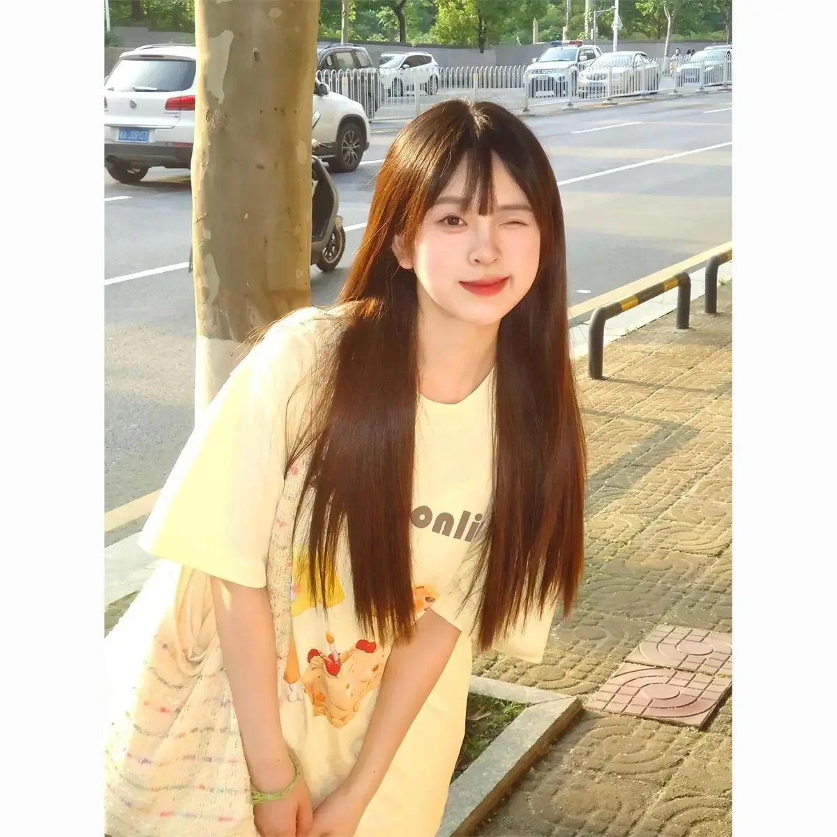 Милая женская футболка с коротким рукавом мультяшным принтом осенний новый