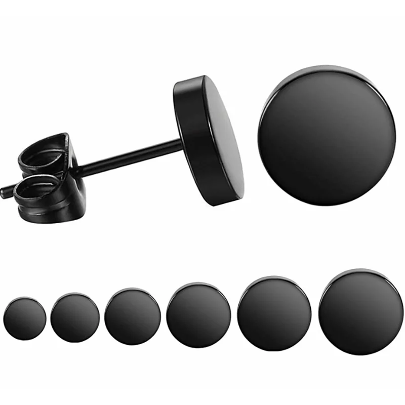 

Black Round Stud Earrings Set Stainless Steel Ear Studs for Men Women 6 Pairs 3mm-8mm (Black/Silver/Gold/Colorful/Rose Gold)