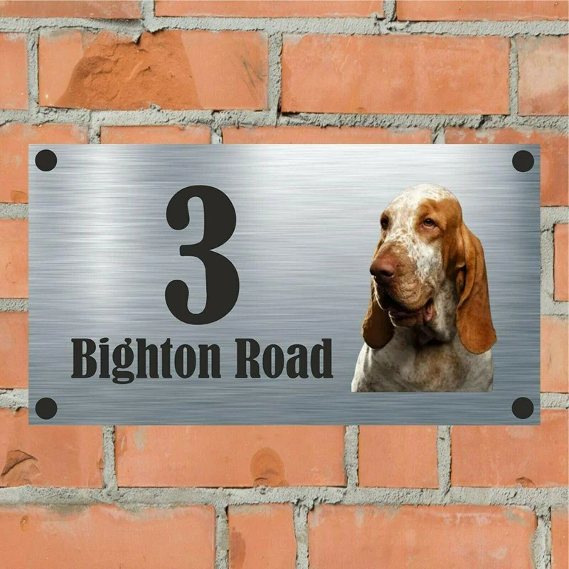 

Customized Bracco Italiano Aluminium House Sign Personalised - House Number & Street Name Office Floating Backing Panel Signs