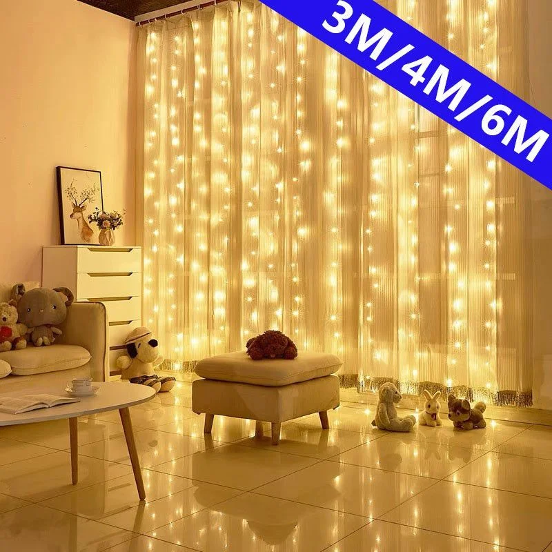 

СВЕТОДИОДНАЯ Гирлянда-занавеска С дистанционным управлением, 3/4/6 м