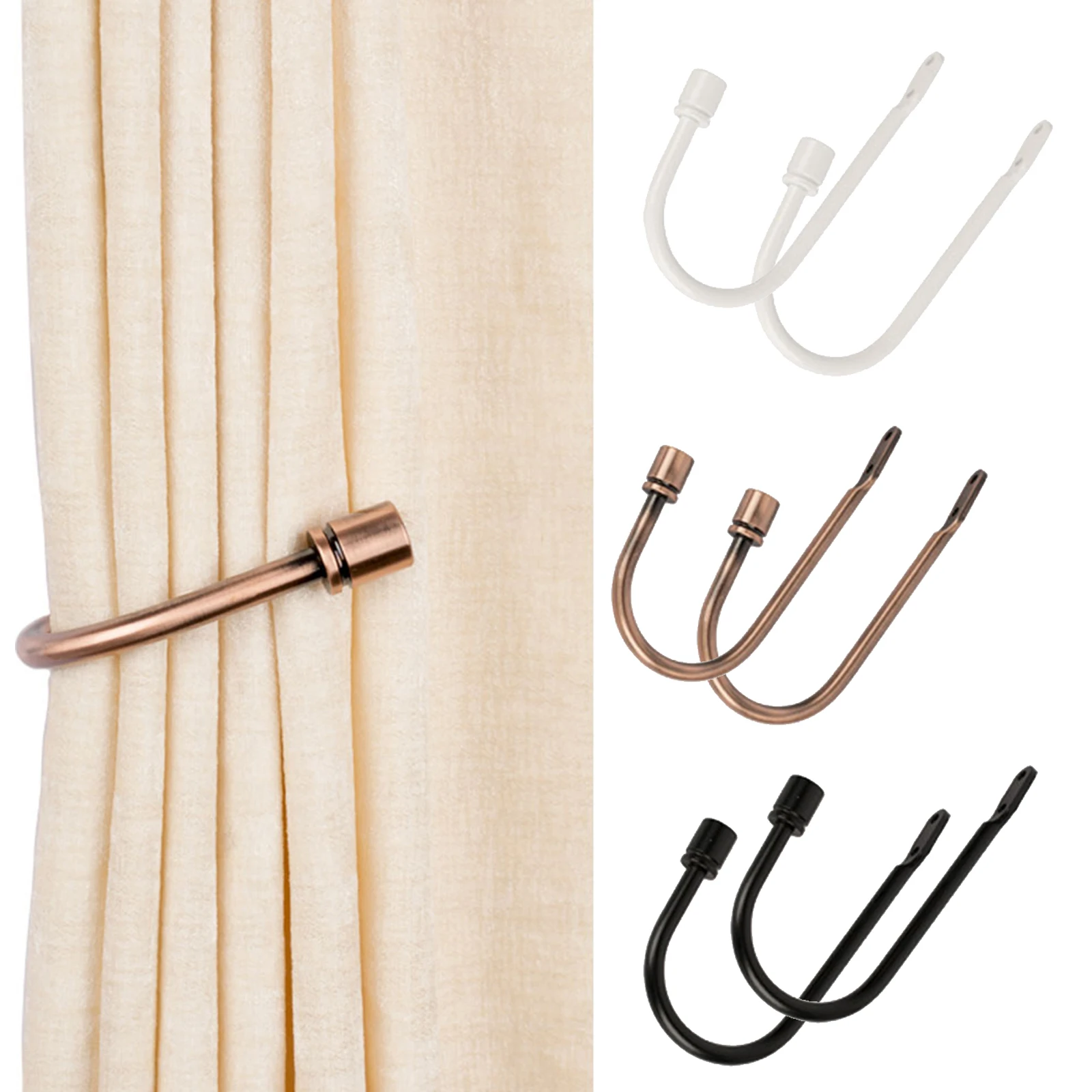 

2PCS Retro Iron Curtain Holdback U Shaped Hook Wall Mounted Tassel Curtain Tieback Hook Curtain Accessories Drapery Tieback