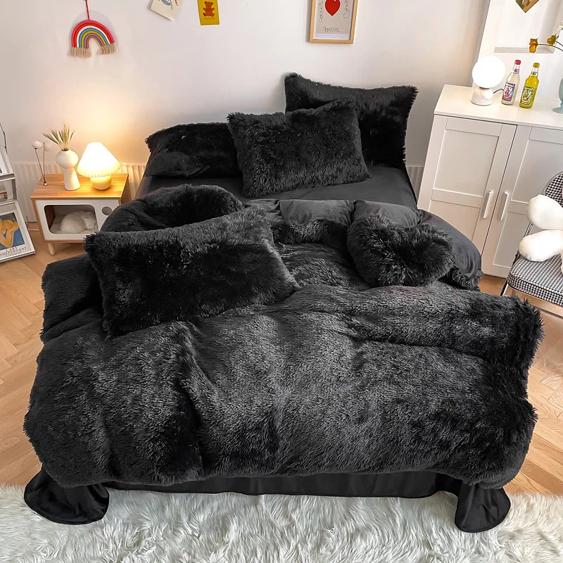 

Give Away Love Small Pillow Shaggy Super Soft Coral Fleece Warm Cozy Bedding Mink Velvet Duvet Cover Set Bed Linen Pillowcases