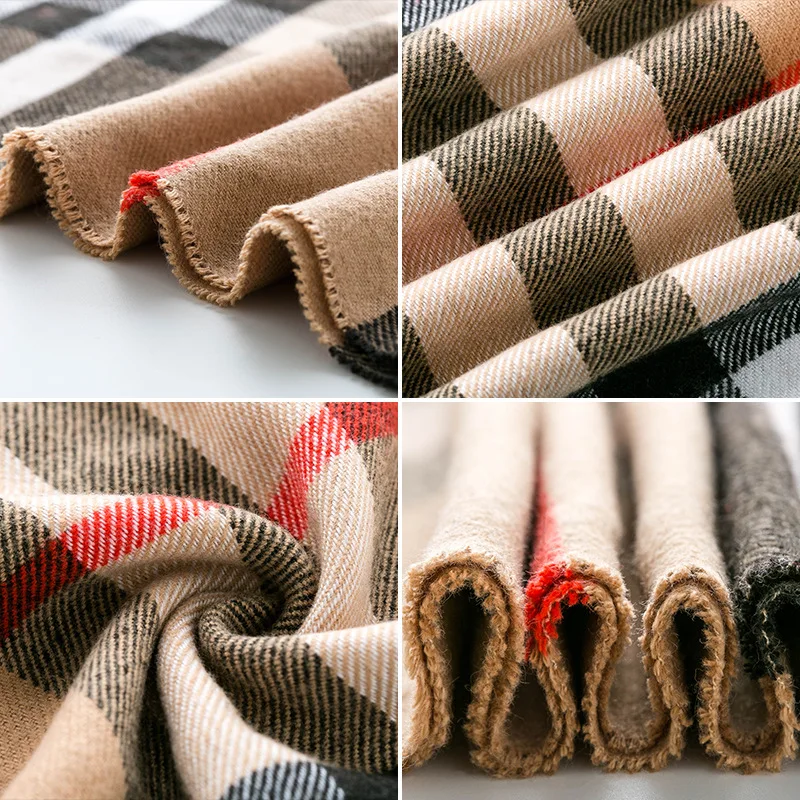 Кашемировый теплый женский зимний плотный шарф в клетку длинная шаль с