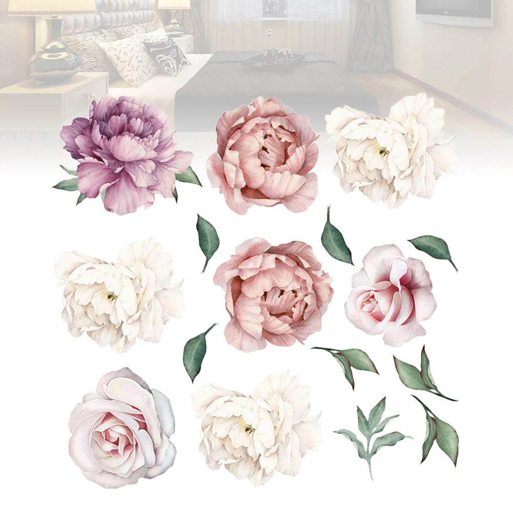 

Wall Sticker Stickers Home Decor Nursery Decals Living Room Paper Picture Peony Flower Murals Decorations