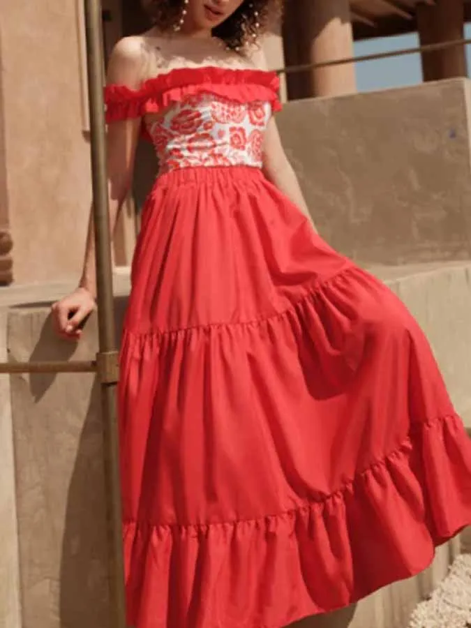 Fashion Red Bikinis Sexy One-shoulder Ruffled One Piece Swimsuit Slim Summer Beach Wear Swimming Suit