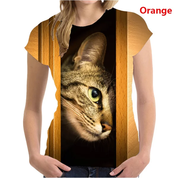 

Summer Hot Sale Women Cute Cat 3d Print Short Sleeve Tops Cool T-shirt