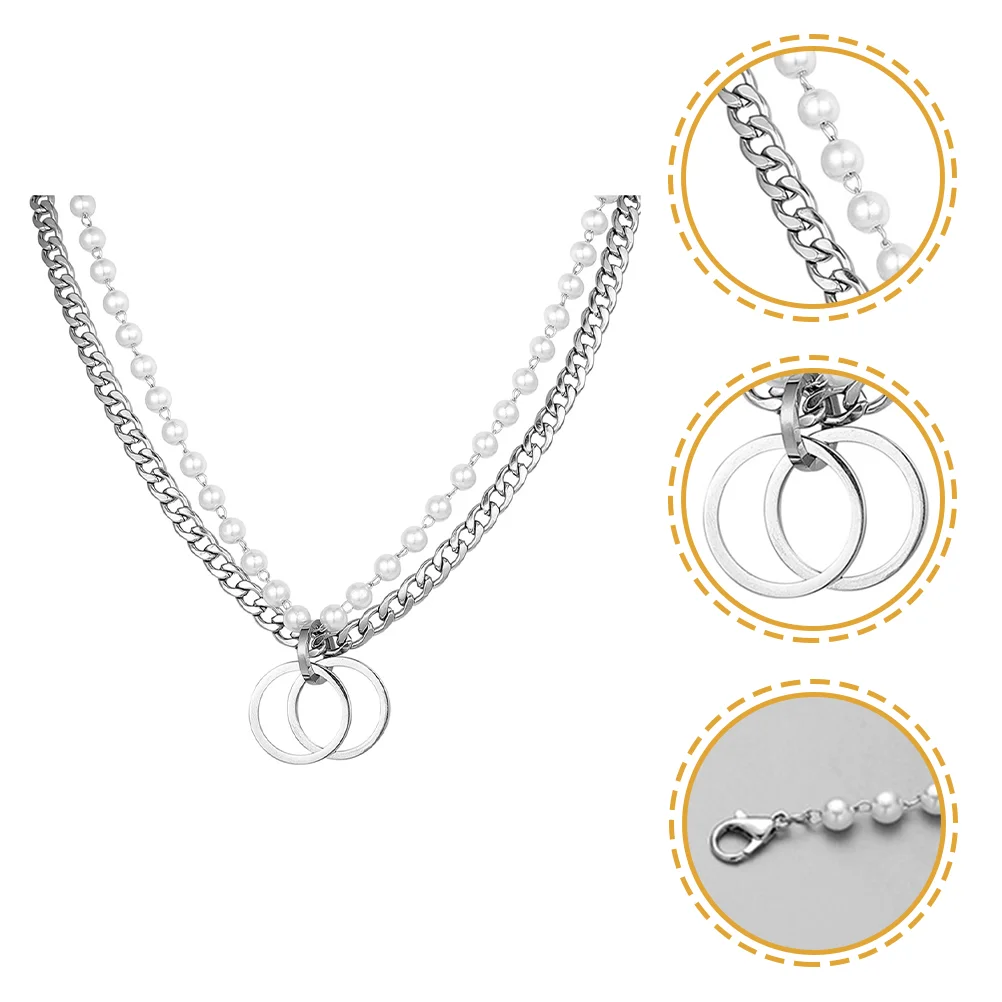 

Necklace Choker Pearl Womenlayering Layered Forjewelry Alloy Fashion Layer Aesthetic Clavicle Chain Chokers