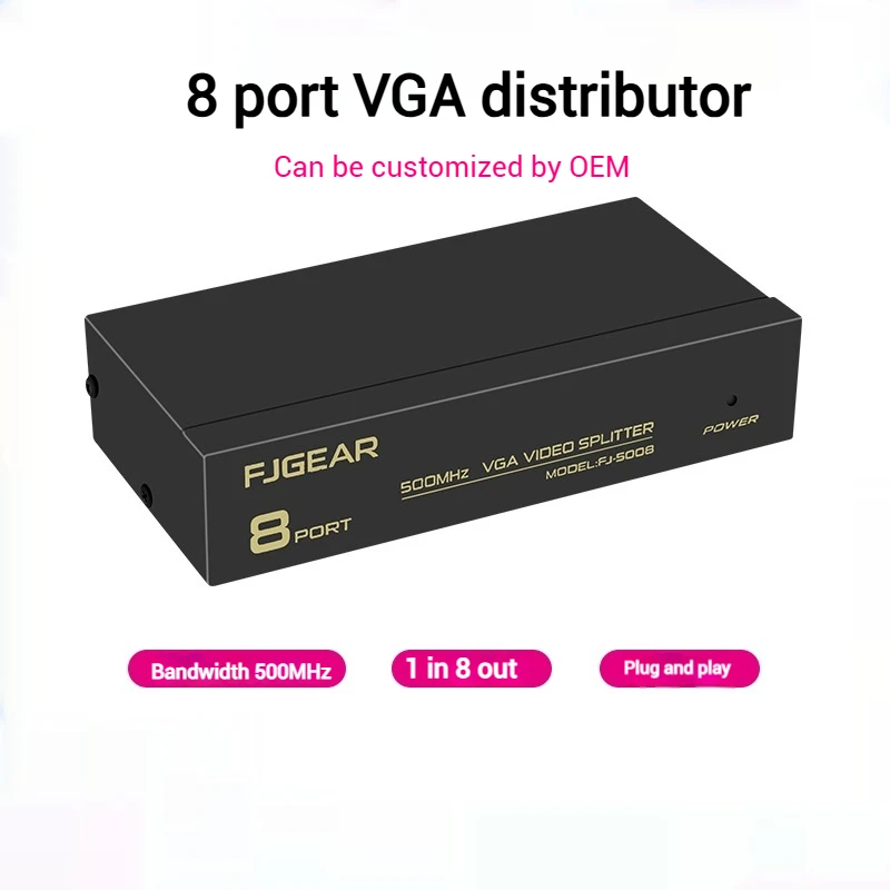 Разветвитель Vga 500 МГц 1 вход 8 выходов для бесшовного многоэкранного дисплея с