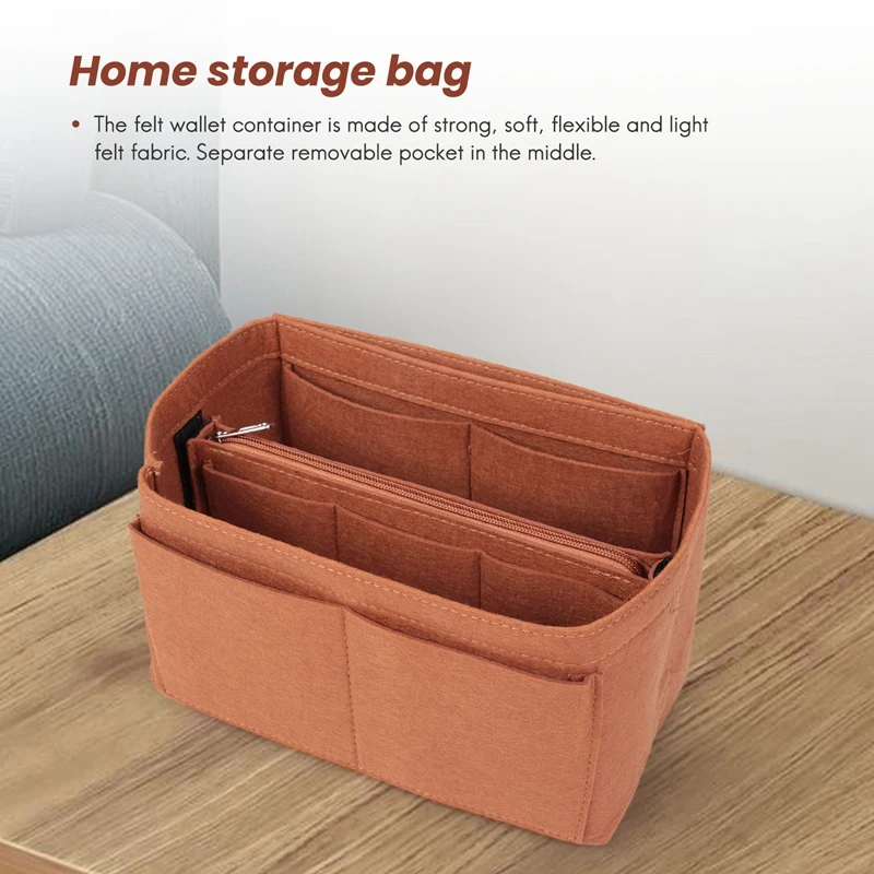 

Home Storage Bag Purse Organizer Felt Insert Bag Makeup Organizer Inner Purse Portable Cosmetic Bags Storage Tote M