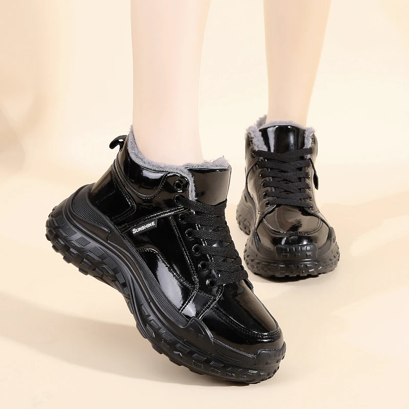 

2022 Winter Fashion Women Shoes Genuine Leather Boots for Women Round Toe Chunky Boots Platform Shoes Designer Brand Women Shoes