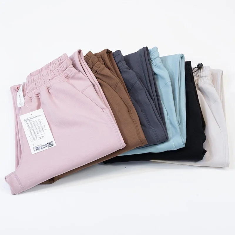 Lulu-New Yoga Suit Texture Drop, Split Wide Leg Pants, Straight Tube, High Elastic, Soft Women's Sports