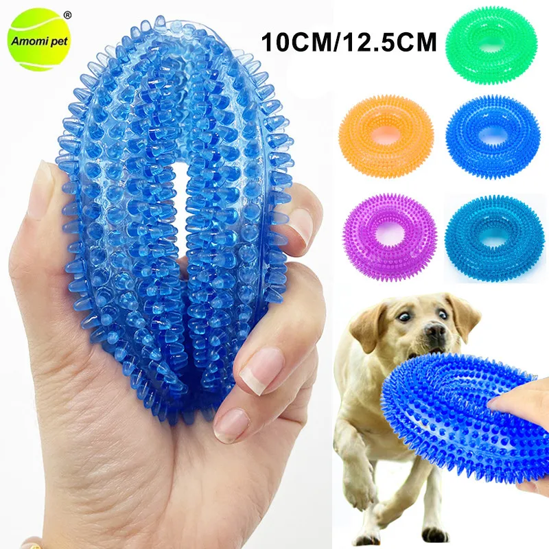 

Dog Toy Squeak Bite Thorn Circle Ring Puppy Dogs Training Chew Toys Tooth Cleaning TPR Molar Interactive Toy Pet Accessories