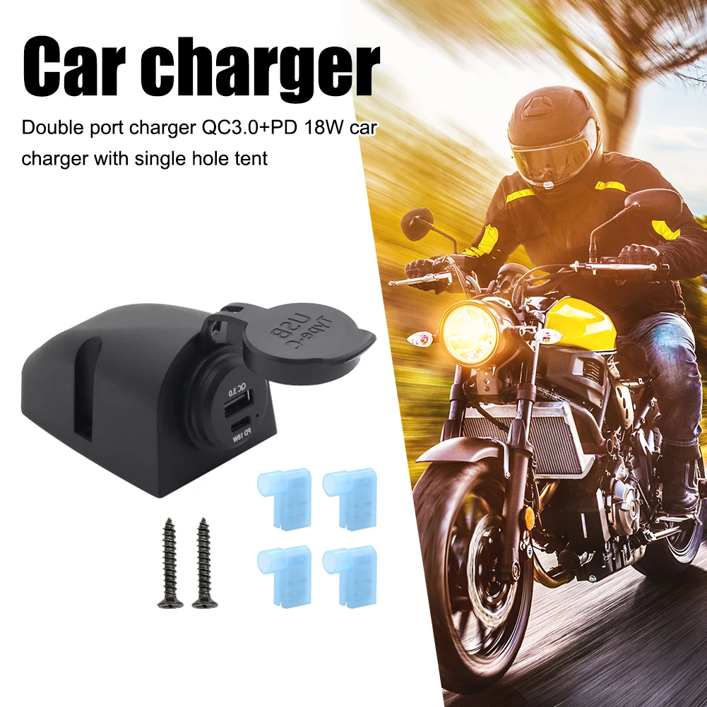 

Автомобильное зарядное устройство PD QC3.0 с двумя портами, водонепроницаемое зарядное устройство 10-30 в, адаптер питания для телефона для авто...