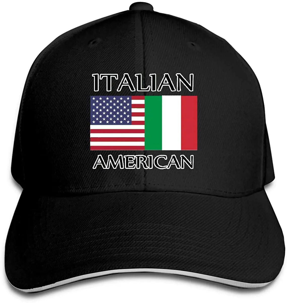 

Italian American Flag Women/Men Adjustable Peaked Sandwich Cap Hip Hop