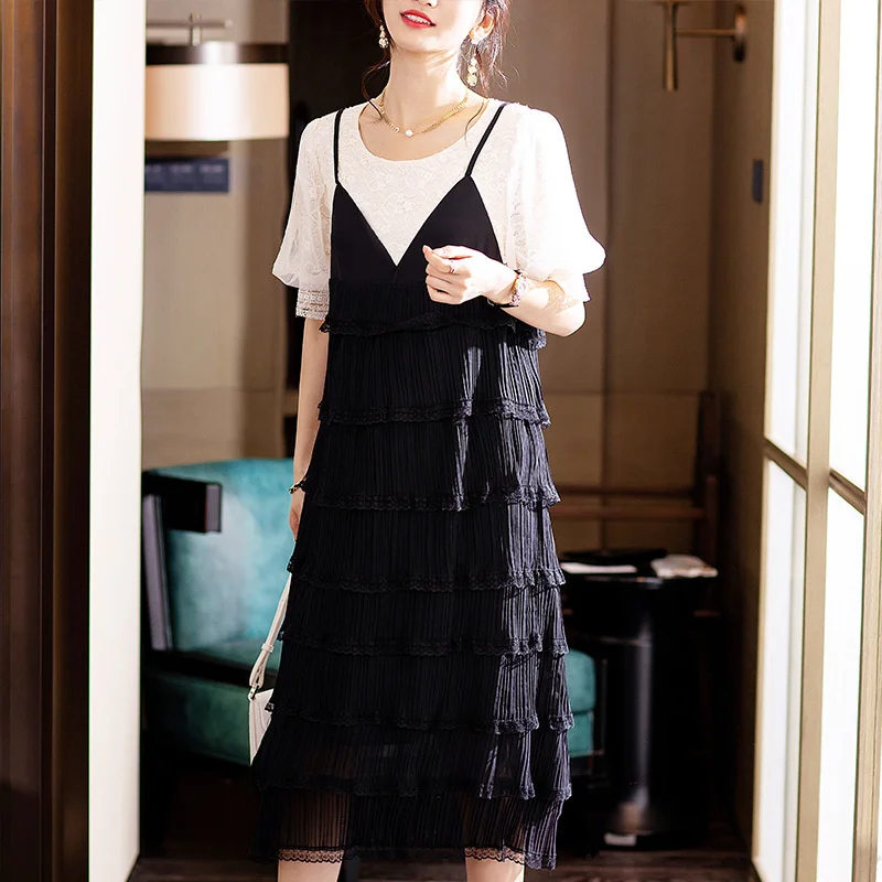 #4578 винтажное платье с многоярусными оборками женское кружевное платье-трапеция