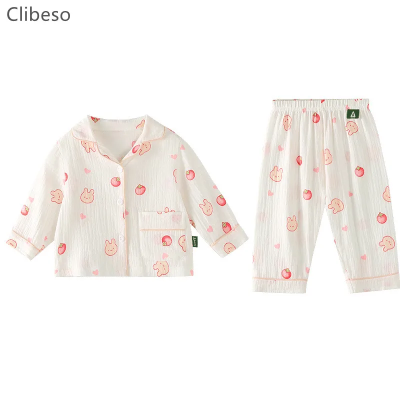 

Детская Пижама Clibeso из чистого хлопка для мальчиков и девочек, детский пижамный комплект, Детская Хлопковая Домашняя одежда с принтом, пижам...