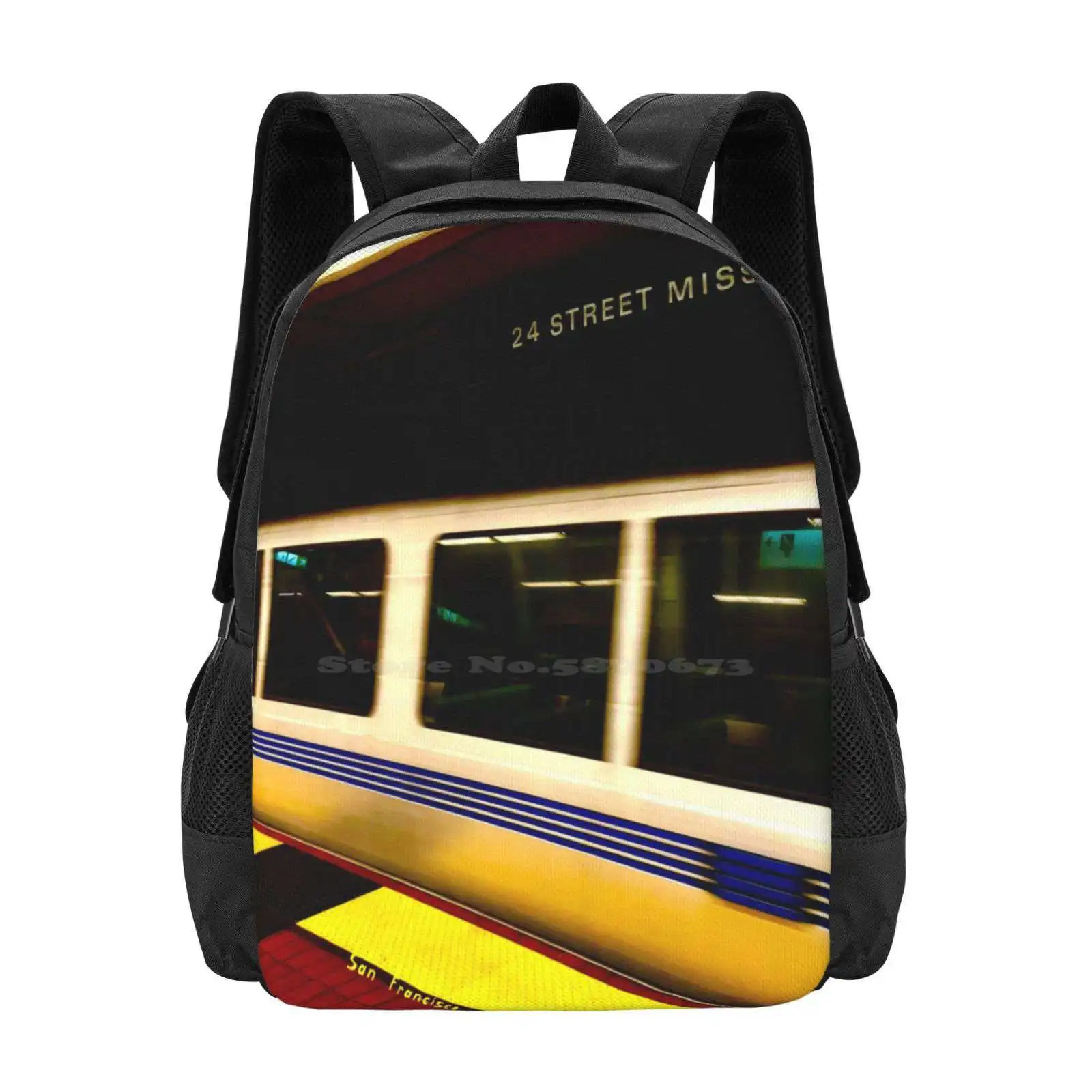 Public Transportation In San Francisco School Bag Big Capacity Backpack Laptop San Francisco Transportation Underground Train