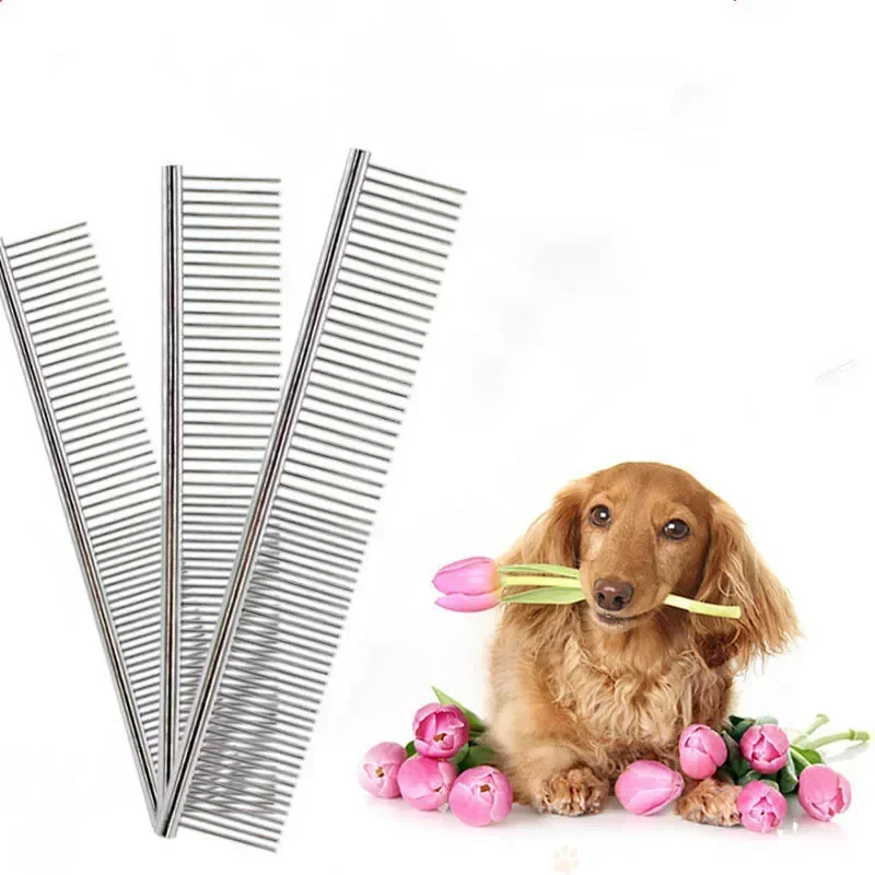 

Stainless Steel Pet Dematting Comb, Pet Grooming Comb for Dogs and Cats, Gently Removes Loose Undercoat Mats, Tangles and Knots