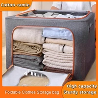 foldable cotton linen waterproof storage box storage laundry basket with lid toy organizer