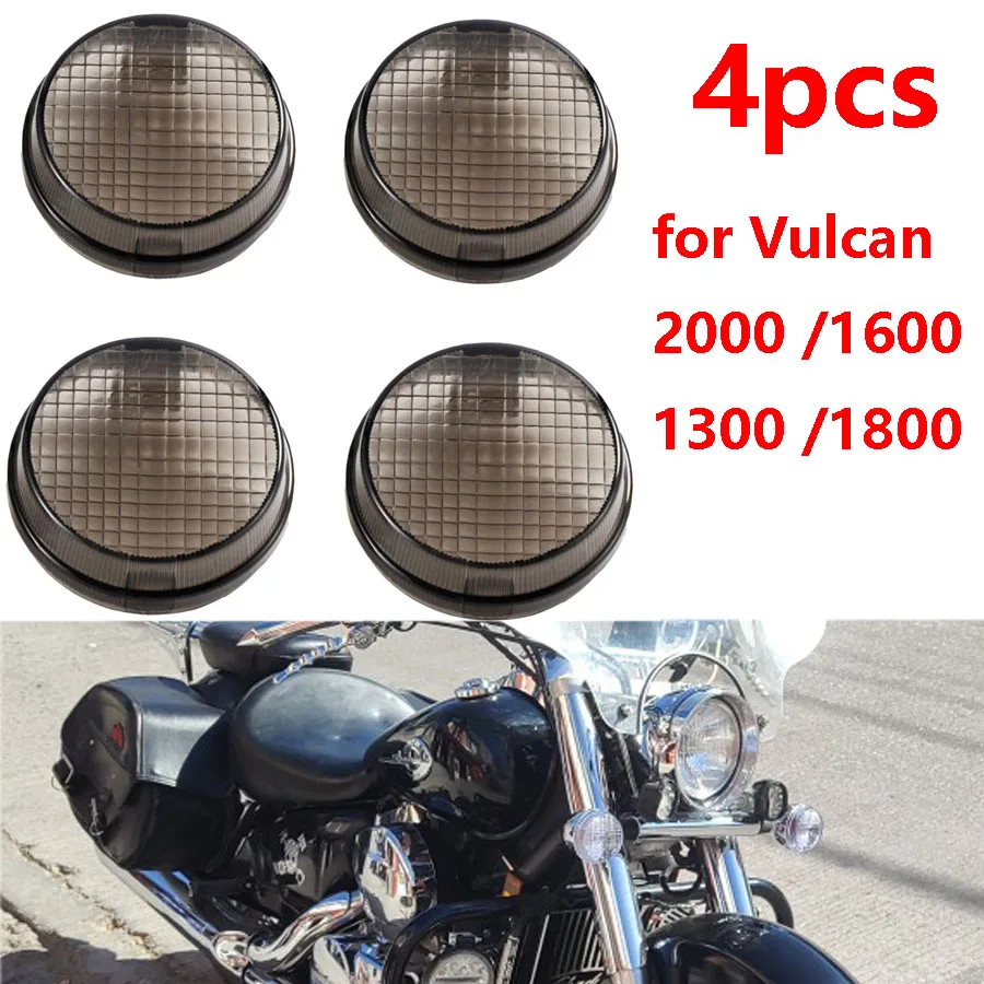 

Smoke Turn Signal Lights Lens Round Cover Motorcycle Light Covers For Kawasaki Vulcan 2000 1600 Classic Honda Cruisers