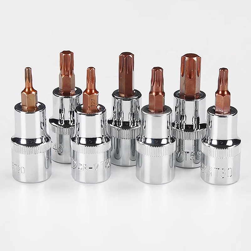 3 5-дюймовые торцевые головки Torx T20/30/40/45/50/3/8 S2 сталь длина 48 мм серебристый