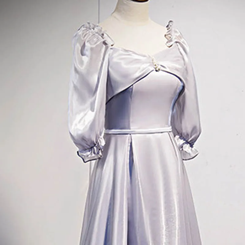 Женское вечернее платье простое плиссированное в пол атласное ТРАПЕЦИЕВИДНОЕ