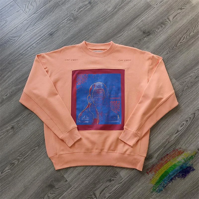 

2020ss CAVEMPT C.E 20SS DIAL CUT CREW NECK ORANGE Crewneck Men Woman 1:1 High Quality Patchwork Sweatshirts Cav empt Hoodies