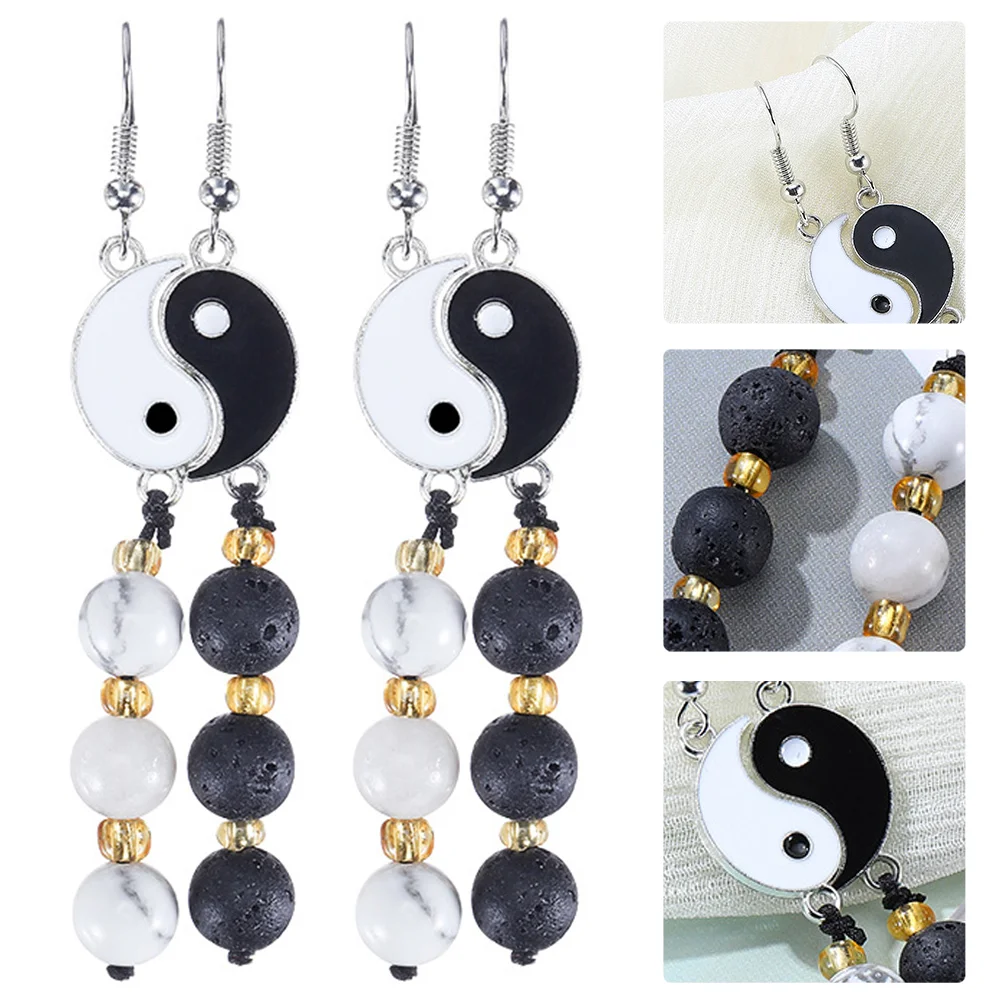 

Earringsyang Dropear Dangle Women Studs Beaded Bead Jewelry Pendantpuzzlechinese Symbol Matching Balance Couple Gift Friendship